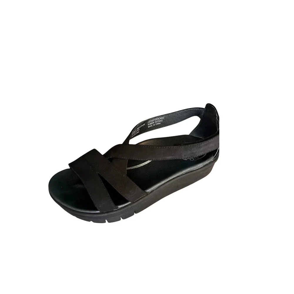 Abeo B.I.O.system Magnetic‎ Black Leather Strappy Platform Sandals Womens 10N
